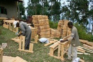 Desks Being Built via Twelve in Twelve and Bridge2Rwanda at our Mentoring Mwiko community center.